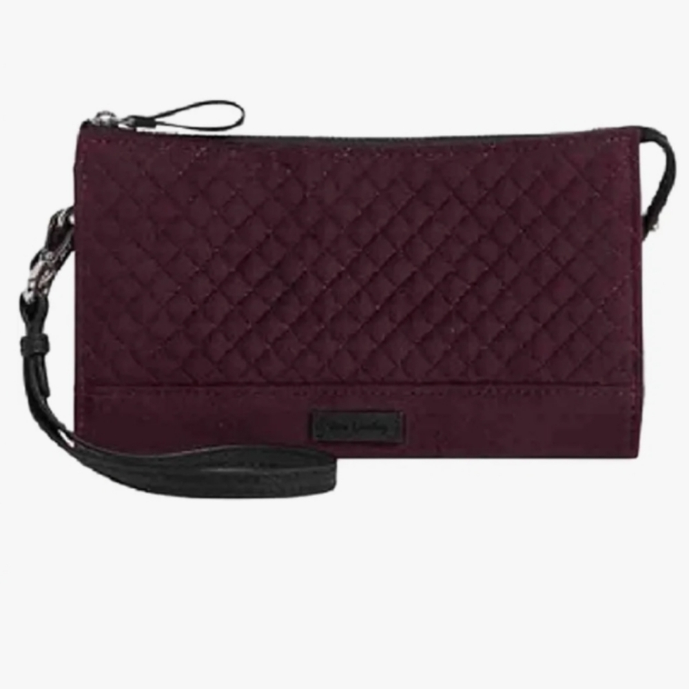 Vera Bradley (Blackberry) Iconic RFID Faux Suede Quilted Slim Wristlet (NEW)